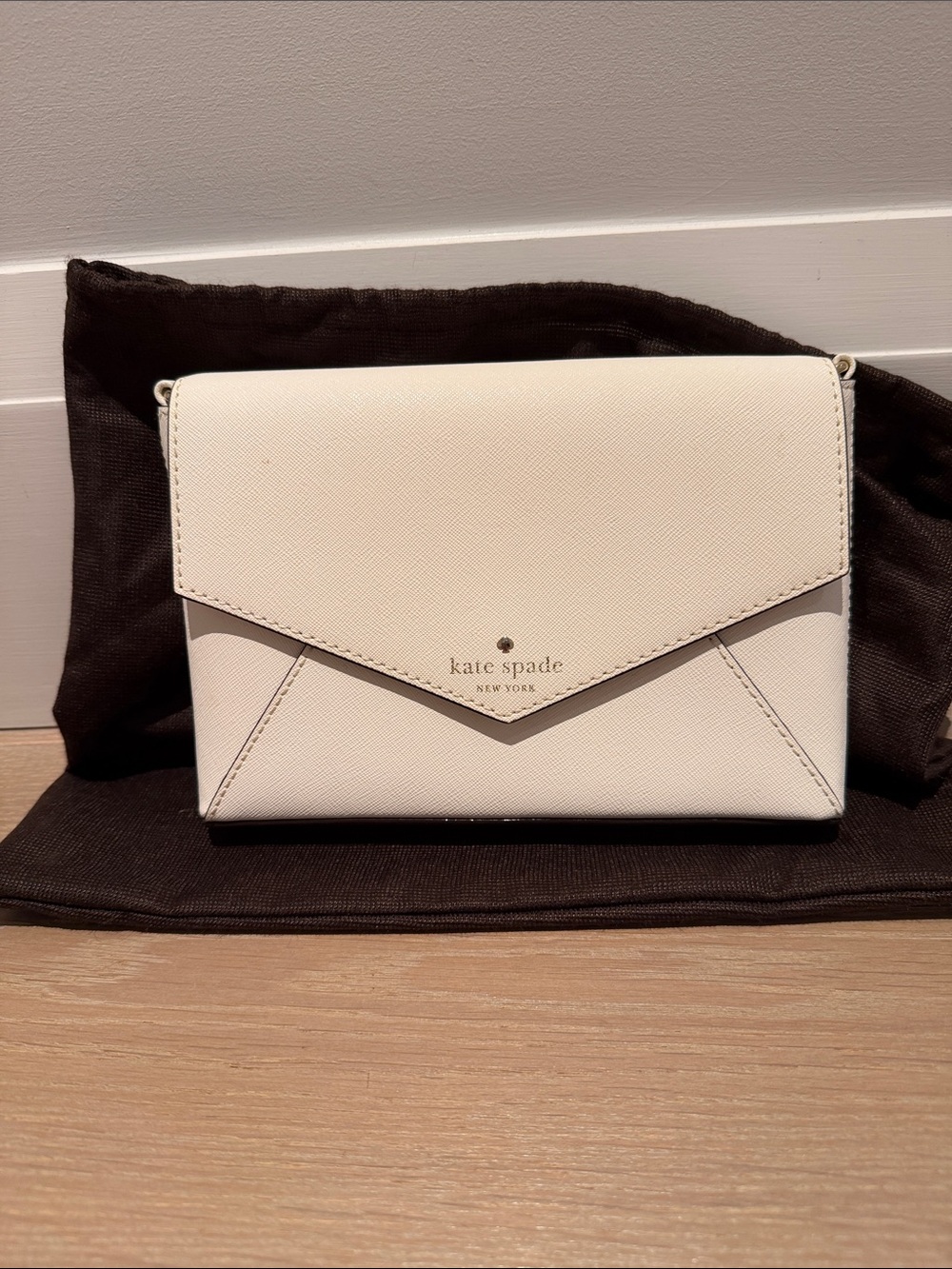 kate spade cream saffiano envelope crossbody bag
